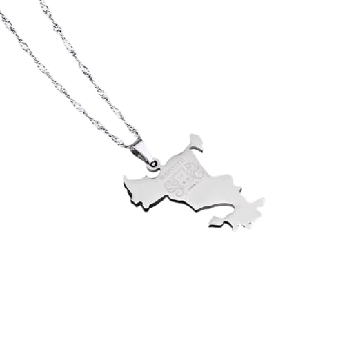 Halskette Mit Karte Von Frankreich – Stilvolle Halskette Mit Anhänger In Form Einer Französischen Mayotte-Karte Und Wasserwellenkette, Hip-Hop-Halskette Für Männer Und Frauen, Charm-Halskette, von JRZEOCI