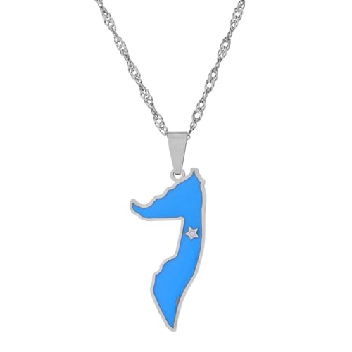 Halskette Mit Somalia-Karte – Halskette Mit Anhänger Mit Somalia-Karte Und Flagge. Beliebte Halskette Mit Somalia-Karte, Wasserwellenkette. Halskette Mit Somalia-Flaggenkarte, Halskette Mit Anhän von JRZEOCI