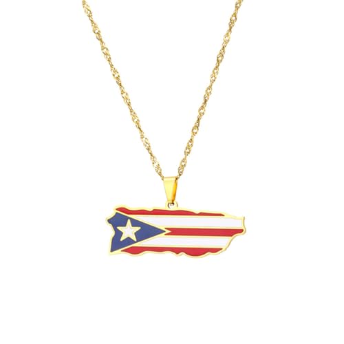Hip-Hop-Halskette Für Männer Und Frauen – Halskette Mit Puerto-Rico-Karte, Patriotische Halskette, Charm-Halskette, Wasserwellenkette, Schmuck Für Männer Und Frauen, Paar, Trendiger Schmuck, Ge von JRZEOCI
