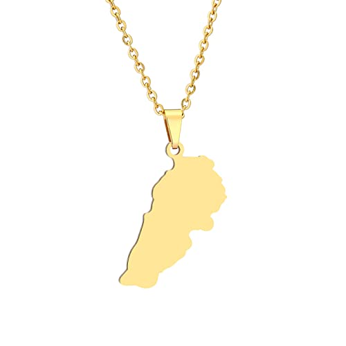 JRZEOCI Hip-Hop-Halskette – Libanon-Freundschaftskette, Libanon-Kette, Halskette Für Männer, Anhänger, Libanon-Charm-Halskette, Libanon-Geometrie, Unisex-Schmuckgeschenke, Gelb 2, 50 Cm von JRZEOCI
