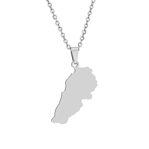 JRZEOCI Hip-Hop-Halskette – Libanon-Freundschaftskette, Libanon-Kette, Halskette Für Männer, Anhänger, Libanon-Charm-Halskette, Libanon-Geometrie, Unisex-Schmuckgeschenke, Weiß 2, 50 Cm von JRZEOCI