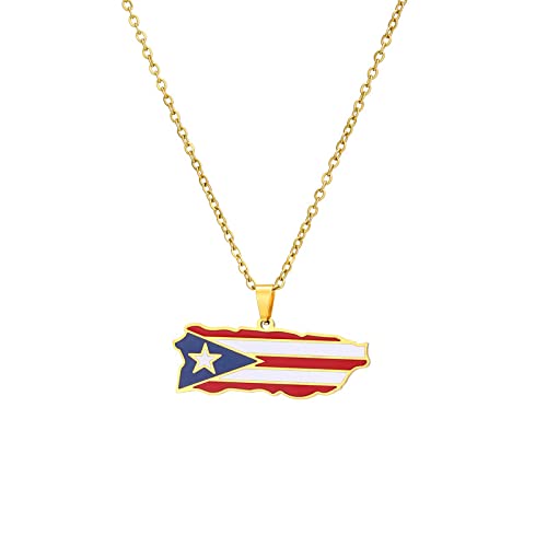 Puerto Rico-Karten-Halskette Für Herren – Puerto Rico-Karten-Flaggen-Anhänger-Halskette Im Retro-Ethno-Stil, Hip-Hop-Halskette Für Herren Und Damen, Patriotischer Charm-Schmuck, Pulloverkette, G von JRZEOCI