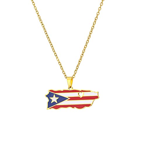 Puerto Rico-Kartenhalskette Für Herren – Puerto Rico-Kartenflaggen-Anhänger-Halskette Im Retro-Ethno-Stil, Hip-Hop-Halskette Für Herren Und Damen, Patriotischer Charm-Schmuck, Pulloverkette, Gel von JRZEOCI