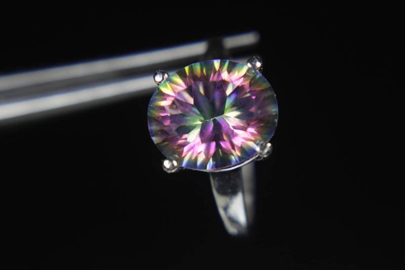 Clearance Atemberaubender Regenbogen Quarz Konkav Schliff Oval in Sterling Silber Ring Clearance Atemberaubender Regenbogen Quarz Konkav Schliff Oval in Sterling Silber Ring von JRclearance