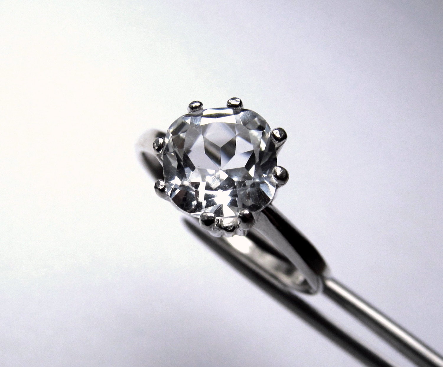 Clearance Wunderschöne Kristall Klar Topas Platz in Sterling Silber Ring Clearance Wunderschöne Kristall Klar Topas Platz in Sterling Silber Ring von JRclearance