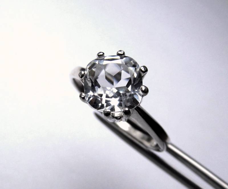 Clearance Wunderschöne Kristall Klar Topas Platz in Sterling Silber Ring von JRclearance
