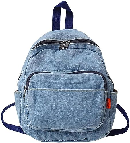 JRink Ästhetischer Jeansrucksack für Damen Herren, lässiger Denim-Tagesrucksack, Handtasche, Geldbörse, leichter Rucksack, Schultertasche, 519 Hellblau von JRink