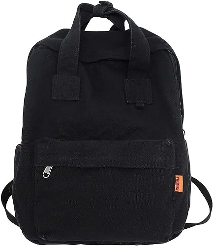 JRink Ästhetischer Jeansrucksack für Damen Herren, lässiger Denim-Tagesrucksack, Handtasche, Geldbörse, leichter Rucksack, Schultertasche, 583 Schwarz von JRink