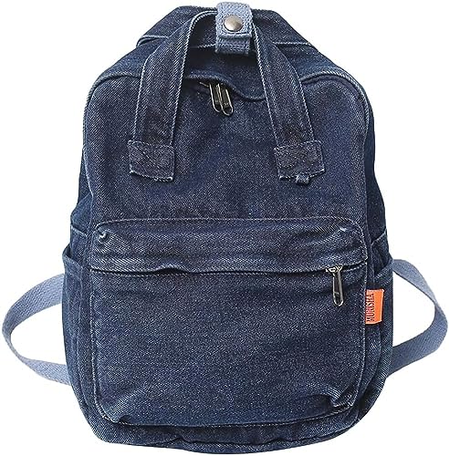 JRink Ästhetischer Jeansrucksack für Damen Herren, lässiger Denim-Tagesrucksack, Handtasche, Geldbörse, leichter Rucksack, Schultertasche, 585 Dunkelblau von JRink