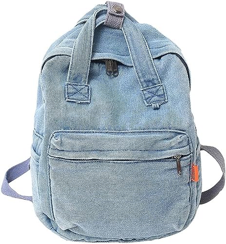 JRink Ästhetischer Jeansrucksack für Damen Herren, lässiger Denim-Tagesrucksack, Handtasche, Geldbörse, leichter Rucksack, Schultertasche, 585 von JRink