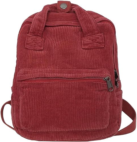 JRink Ästhetischer Jeansrucksack für Damen Herren, lässiger Denim-Tagesrucksack, Handtasche, Geldbörse, leichter Rucksack, Schultertasche, 640 Rot von JRink