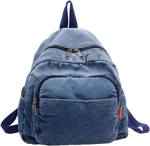 JRink Ästhetischer Jeansrucksack für Damen Herren, lässiger Denim-Tagesrucksack, Handtasche, Geldbörse, leichter Rucksack, Schultertasche, 811 Blau von JRink