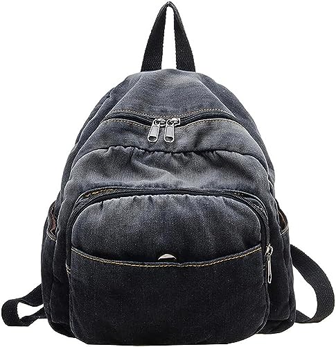 JRink Ästhetischer Jeansrucksack für Damen Herren, lässiger Denim-Tagesrucksack, Handtasche, Geldbörse, leichter Rucksack, Schultertasche, 811 Grau von JRink