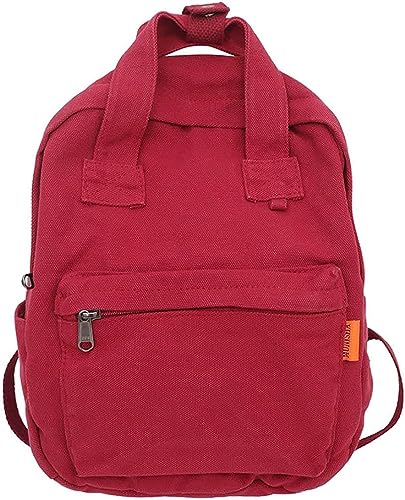 JRink Ästhetischer Jeansrucksack für Damen Herren, lässiger Denim-Tagesrucksack, Handtasche, Geldbörse, leichter Rucksack, Schultertasche, Mini Rot von JRink