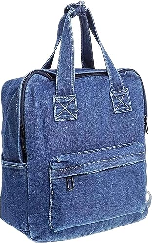 JRink Ästhetischer Jeansrucksack für Damen Herren, lässiger Denim-Tagesrucksack, Handtasche, Geldbörse, leichter Rucksack, Schultertasche, dunkelblau von JRink