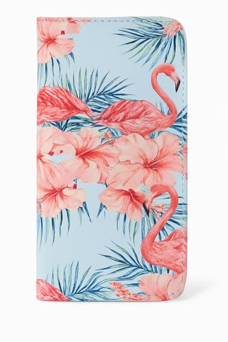 Flamingo Floral Zip Around Wallet für Frauen - Tropisches Muster Clutch Geldbörse mit Kartenfächern, Münzfach & Ausweisfenstern - PU Leder - Leichte & Stilvolle Reise Geldbörse von JRose Collections