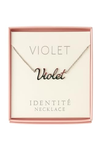 JRose Collections Identité Halskette - Violett, personalisierte Namenskette mit verstellbarer Kette in Geschenkbox von Mulberry Studios von JRose Collections
