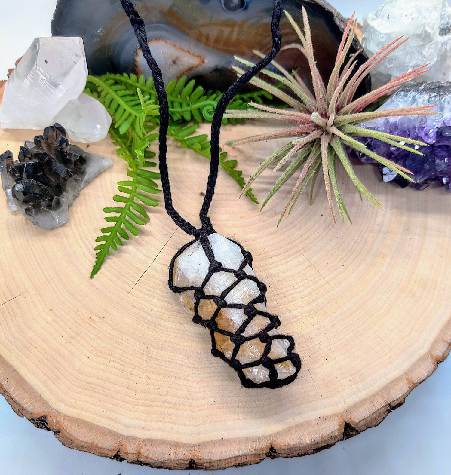Makramee Gewickelte Citrin Halskette Boho Festival Schmuck Makramee Gewickelte Citrin Halskette Boho Festival Schmuck von JRoxxJewelry