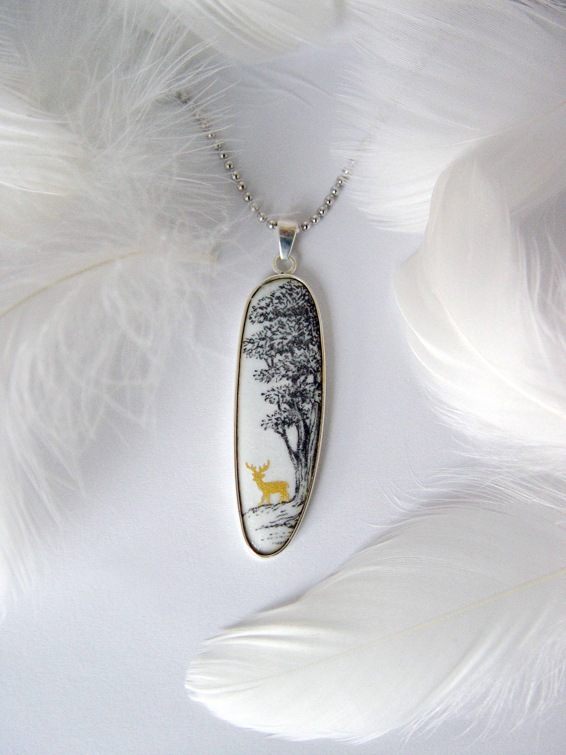 Quiet Resting Places/925 Silber Handbemalte Emaille Lange Halskette-Geschenk Für Sie Quiet Resting Places/925 Silber Handbemalte Emaille Lange Halskette-Geschenk Für Sie von JRworkshopArt