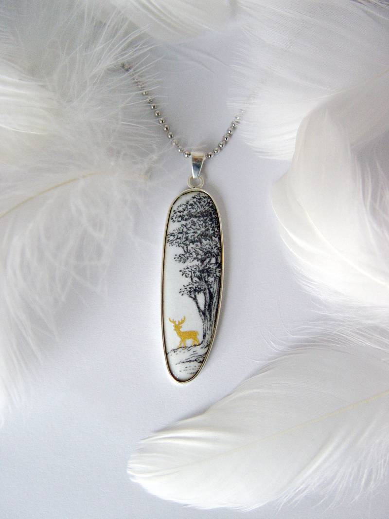 Quiet Resting Places/925 Silber Handbemalte Emaille Lange Halskette-Geschenk Für Sie Quiet Resting Places/925 Silber Handbemalte Emaille Lange Halskette-Geschenk Für Sie von JRworkshopArt