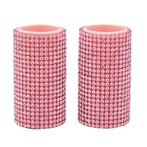 JSCARLIFE 2pcs Bling Auto Lippenstift Halter Strass Lippenbalsam Fall Isoliert Lippenstift Halter Innenraum Auto Zubehör für Frauen Männer Meiste Fahrzeuge (Rosa) von JSCARLIFE
