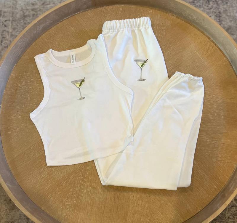 Dirty Martini Bestickter Tank Und Jogginghose-Set, Martini-Set, Sweats, Junggesellenabschied von JSCCembroidery