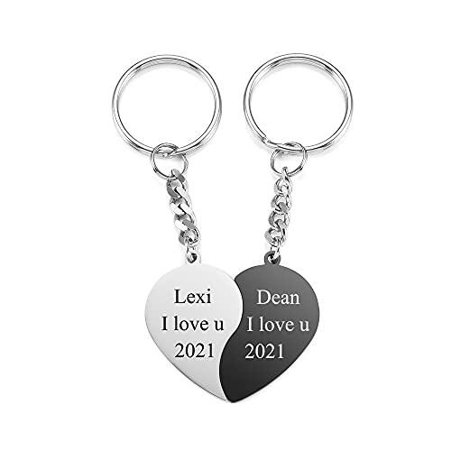 JSDDE 2er Personalisierte Gravur Herz Puzzle Schlüsselanhänger aus Edelstahl Liebespuzzle Keychain mit Gravur Schlüsselbund Geschenke für Paare Pärchen Liebe Freundschaft Eltern von JSDDE