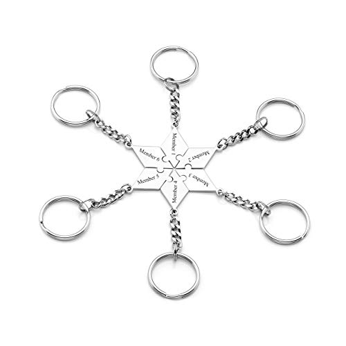 JSDDE 6 Stück Personalized Schlüsselanhänger Set Hexagramm Puzzle Schlüsselanhänger Personalisiert Geschenk für Schwester Partner Freunde von JSDDE
