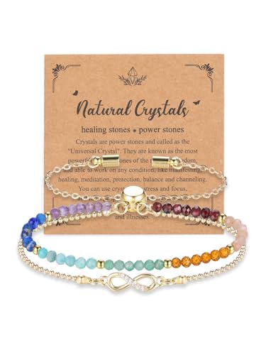 JSDDE 7 Chakra Armband Damen Perlenarmband mit Infinity Symbol Heilsteine Edelsteine Armband Talisman Glücksbringer spirituellen Schmuck für Damen Frauen von JSDDE