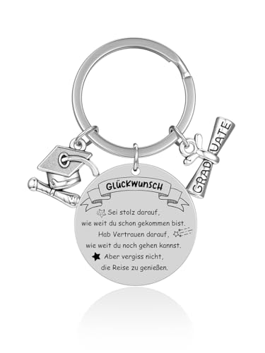 JSDDE Absolvent Schlüsselanhänger mit Diplom Bachelor Cap Anhänger Abschluss Schlüsselanhänger Glücksbringer Inspirierende Keychain Graduation Geschenk von JSDDE
