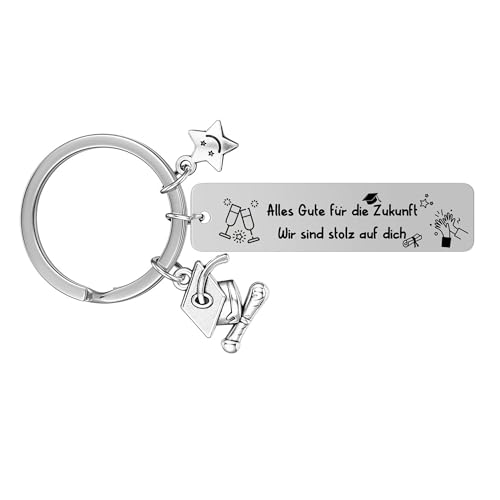 JSDDE Absolvent Schlüsselanhänger mit Diplom Bachelor Cap Stern Anhänger Abschluss Schlüsselanhänger Glücksbringer Inspirierende Keychain Graduation Geschenk von JSDDE