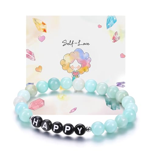 JSDDE Armband mit Buchstabe Perlenarmband mit Name Initiale A-Z Partnerarmband Freundschaftsarmband Geschenk für Freunde Freundin Frauen Männer (Schwarze Buchstabe-Amazonit) von JSDDE