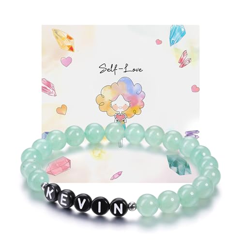 JSDDE Armband mit Buchstabe Perlenarmband mit Name Initiale A-Z Partnerarmband Freundschaftsarmband Geschenk für Freunde Freundin Frauen Männer (Schwarze Buchstabe-Aventurin) von JSDDE