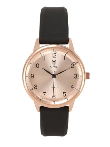 JSDDE Armbanduhr für Damen, analog, Quarz, mit Zifferblatt und Roségold, 3 Zeiger, Damenuhren, Armband aus Silikon für Frauen und Mädchen, Schwarz JSDDE Armbanduhr für Damen, analog, Quarz, mit Zifferblatt und Roségold, 3 Zeiger, Damenuhren, Armband aus Silikon für Frauen und Mädchen, Schwarz von JSDDE