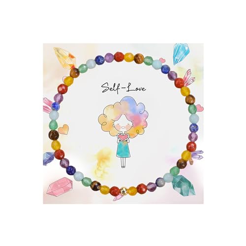 JSDDE Chakra Armband Echte Steine Damen Perlenarmband Stretch-Armband Kristallarmband Glücksarmband Amulett Spirituelle Talisman Schmuck für Damen Frauen von JSDDE