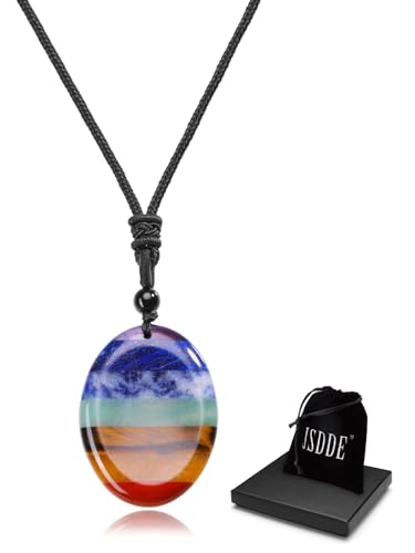 JSDDE Chakra Kette Daumenstein Edelstein Anhänger Halskette Heilstein Kette Sorgenstein Anhänger Amulett Kette Glücksbringer Schmuck für Damen Herren JSDDE Chakra Kette Daumenstein Edelstein Anhänger Halskette Heilstein Kette Sorgenstein Anhänger Amulett Kette Glücksbringer Schmuck für Damen Herren von JSDDE