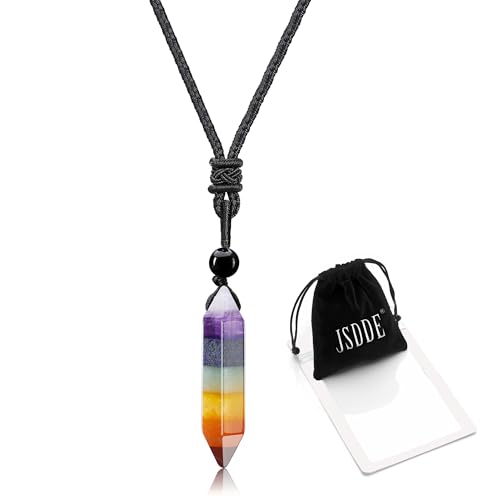 JSDDE Chakra Kette Heilsteine Kette Hexagon Säulen Edelstein Anhänger Halskette Yoga, Reiki, Heilung, Meditation Amulett Kette Glücksbringer Schmuck für Damen Herren von JSDDE