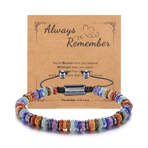 JSDDE Chakra Perlenarmband Natürliche Edelstein Armband für Damen Frauen Kristallarmband Glücksarmband Reiki Energietherapie Glückbringer Schmuck von JSDDE