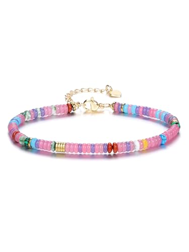JSDDE Damen Armband Edelstein Perlenarmband für Damen Frauen Heilsteine Armband Glücksarmband Amulett Spirituelle Glücksbringer Boho Schmuck (Bunt) von JSDDE