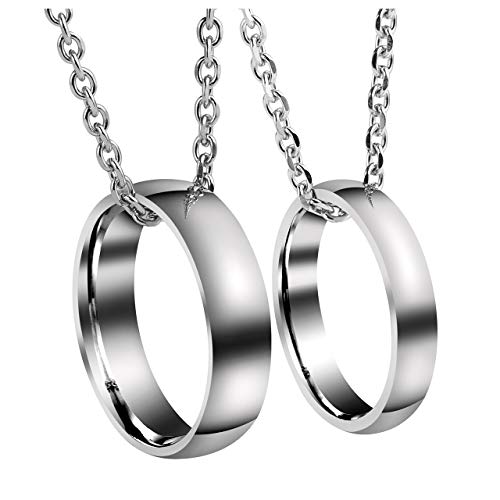 JSDDE Edelstahl Pärchen Kette Damen Herren Ringe Anhänger Partnerketten Freundschaftsketten Schmuck für Paare Liebhaber von JSDDE