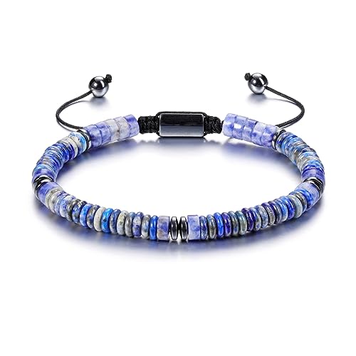 JSDDE Lapislazuli Armband Edelsteine Armband Geflochten einstellbar Perlenarmband Glücksbringer Geschenk für Valentinstag Muttertag Geburtstag von JSDDE