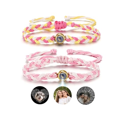 JSDDE Mutter Tochter Armband mit Bild 100 Sprachen Ich Libe Dich Projektionsarmband Personalisiert Armband Set Paare Geschenke für Schwester Partner Mama Tochter von JSDDE
