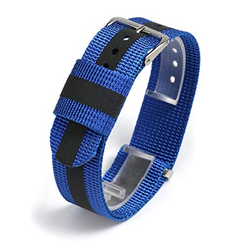 JSDDE Nylon NATO Uhrenarmband Textil Uhrenband Reflektierende Uhrband Sport Militär Ersatzarmband mit Edelstahl Dornschließe 20mm Watch Strap (Blau) von JSDDE