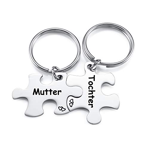 JSDDE Mutter Tochter Schlüsselanhänger Süße Puzzle Schlüsselanhänger Creative Design Keychain Schlüsselringe Geburtstag Weihnachtstag Muttertag Geschenk für Mama Tochter von JSDDE