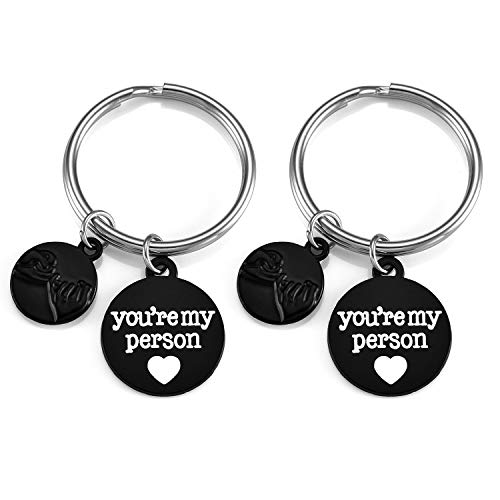 JSDDE Partner Schlüsselanhänger Kleiner Finger Versprechen Charm You're My Person Freundschaft Schlüsselbund Geschenk für Paare & Verliebte (Schwarz) von JSDDE