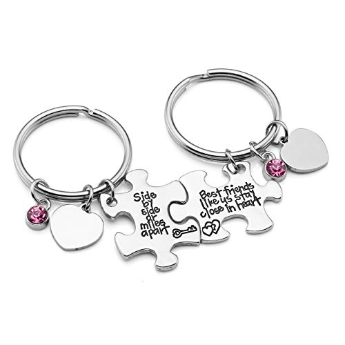 JSDDE 2 Stücke Partner Schlüsselanhänger Puzzle Freundschaft Schlüsselanhänger BFF Geschenke für Beste Freundin Freunde Paare (Ohne Personalized Gravur) von JSDDE