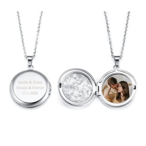 JSDDE Personalisiert Medaillon zum öffnen Foto Kette Amulett Anhänger Halskette aus Edelstahl Geschenke für Damen Frauen Silber von JSDDE