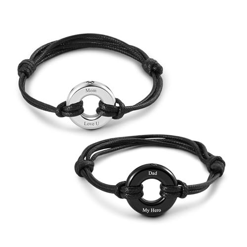 JSDDE Personalisiert Urne Armband mit Textgravur einstellbar Lederarmband Memorial Asche Armband Andenken Medaillon für Frauen Männe, mit Trichter füllen Kit (Silber&Schwarz) von JSDDE