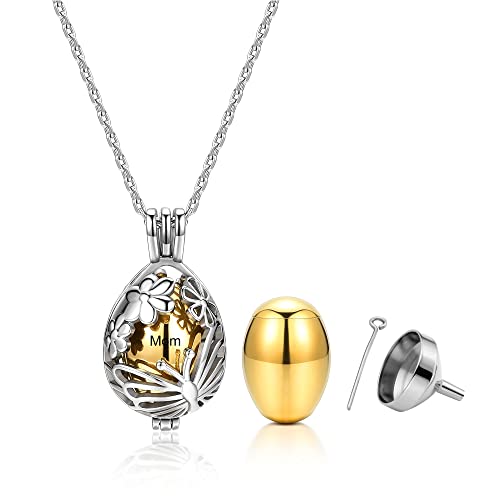 JSDDE Personalisierte Gravur Memorial Urnen Anhänger Halskette Partone Anhänger für Asche Haare Nagel Locket Anhänger Gedenken Charms Anhänger Kette mit Trichter füllen Kit (Gold) von JSDDE