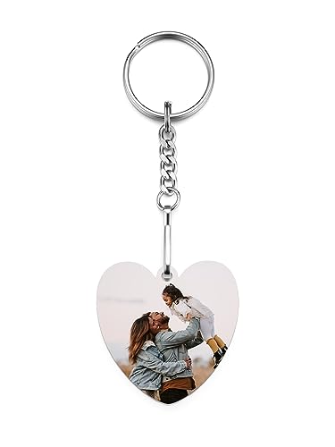 JSDDE Personalisierte Herz Schlüsselanhänger mit Foto Gravur individuelle Schlüsselanhänger Charms Keychain Personalisiertes Geschenk Idee zum Jubiläum Valentinstag Weihnachten Geburtstag (Herz) von JSDDE